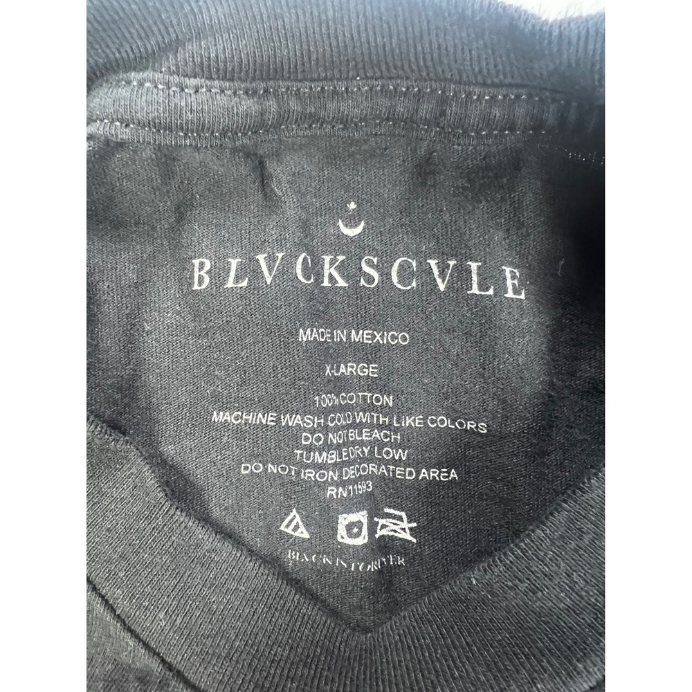 Black Scale Graphic Tee Mens XL Black Long Sleeve Flame Logo BLVCK Streetwear - Picture 3 of 6